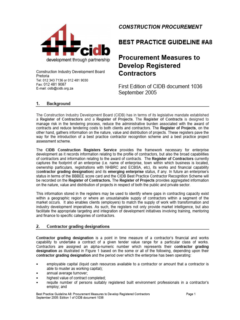 Best Practice Guideline #A8 - Procurement Measures To | PDF ...
