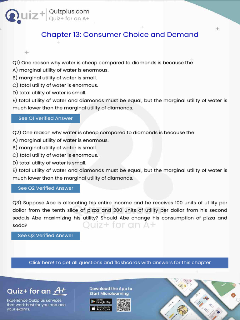 One Reason Why Water is Cheap Compared to Diamonds is Because The | PDF ...