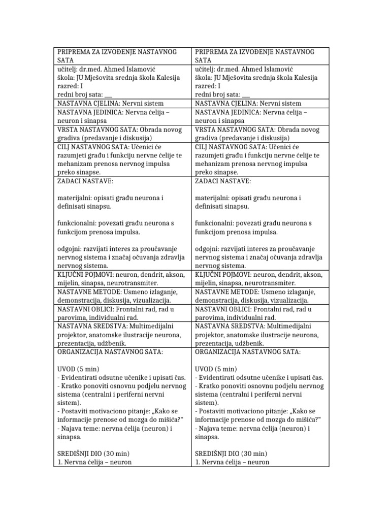 Priprema Neuron Sinapsa | PDF