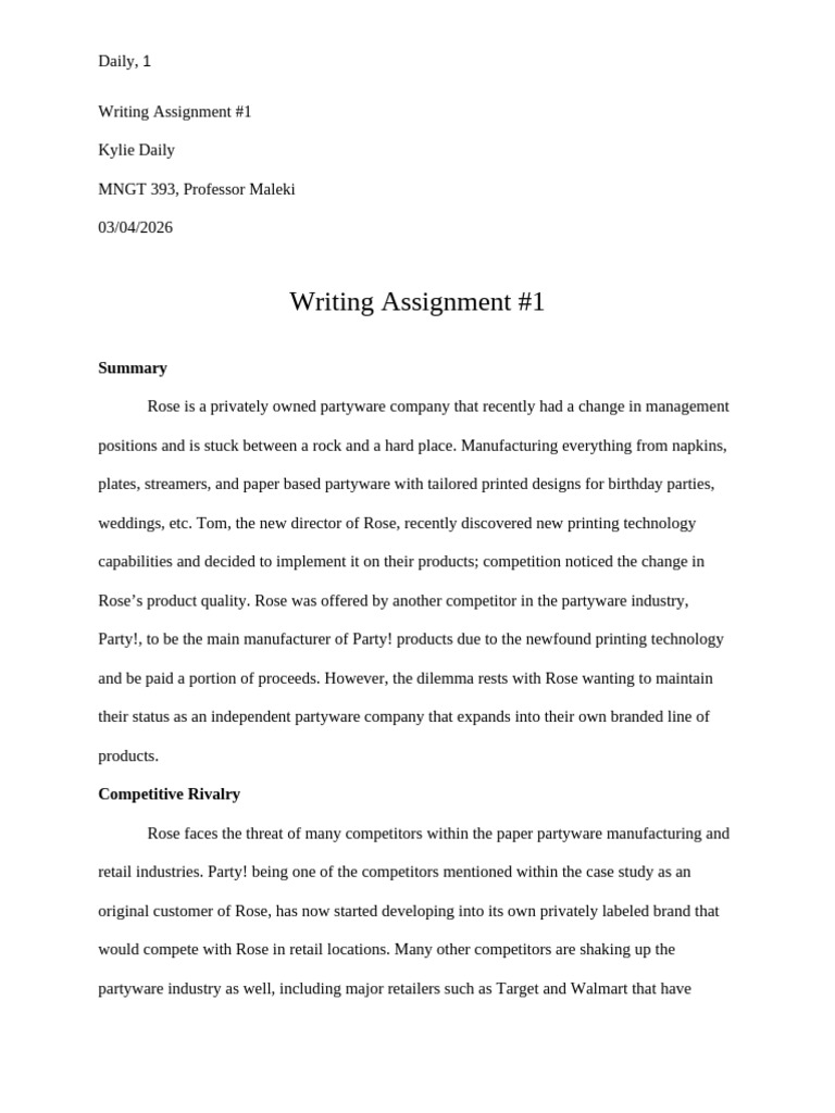 Writing Assignment #1 | PDF