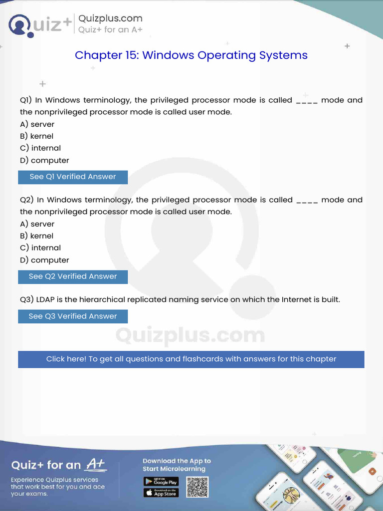 In Windows Terminology The Privileged Processor Mode Is Called Mode and ...