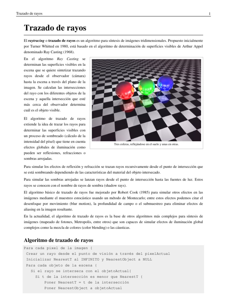 Trazado de Rayos (RayTracing) | PDF | Modelado científico | Visión por ...