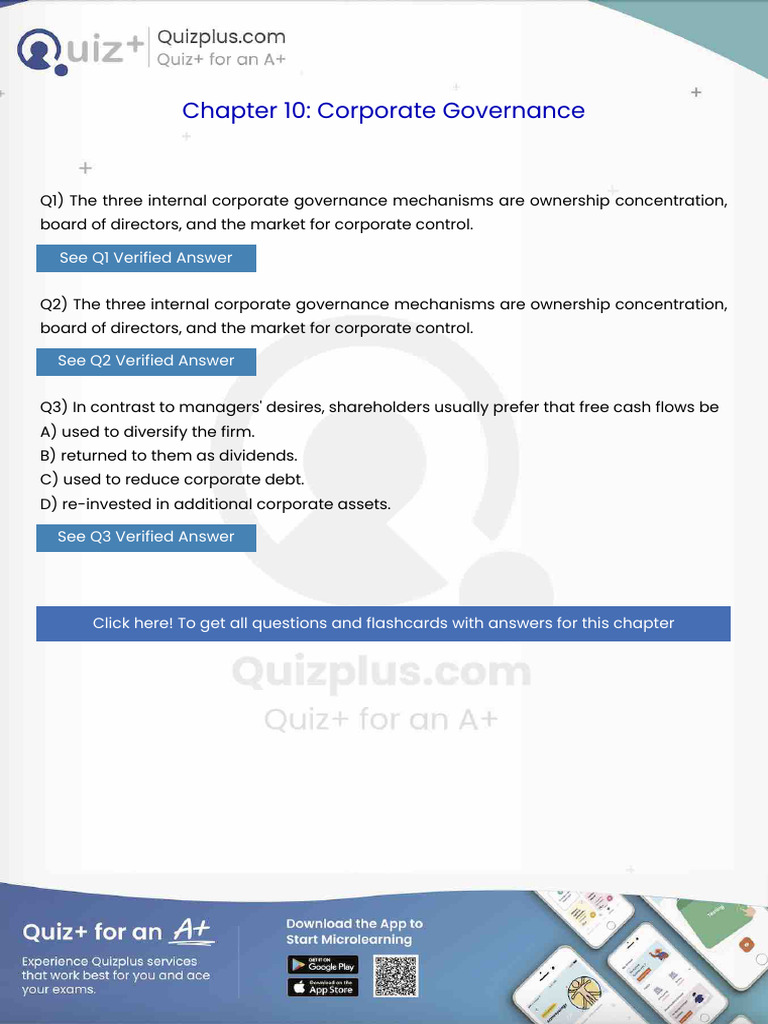 The Three Internal Corporate Governance Mechanisms Are Ownership ...