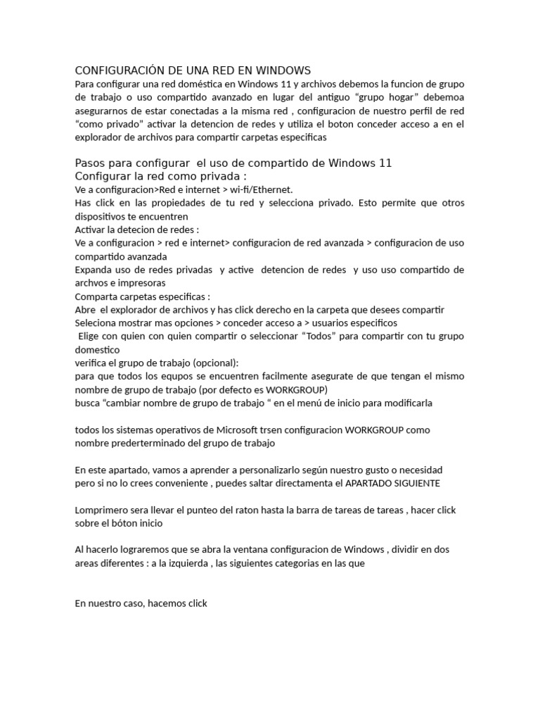 Configuración de Una Red en Windows | PDF | Windows 10 | Archivo de ...