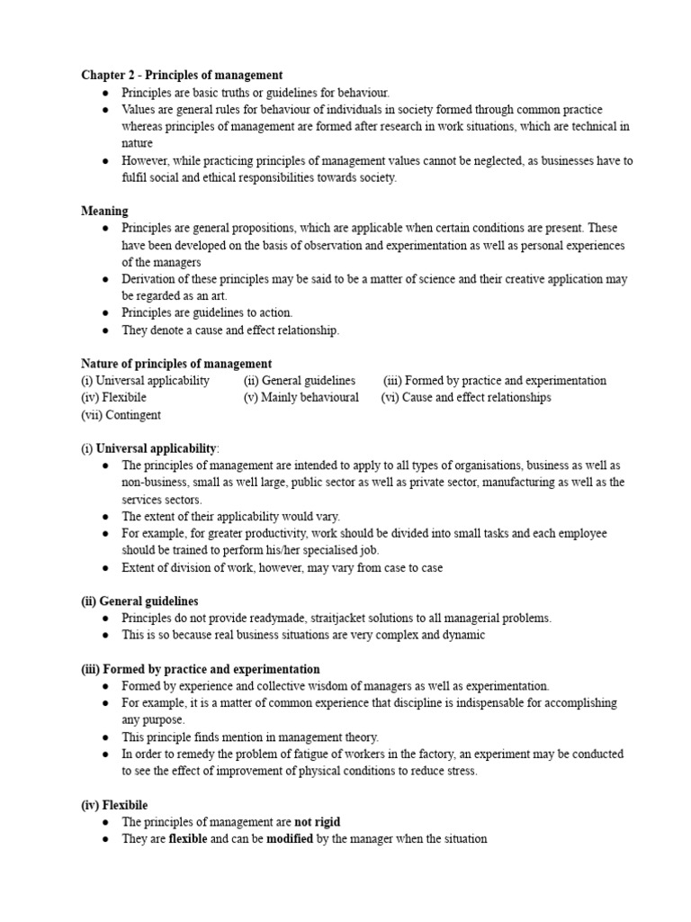 Chapter 2 Principles of Management | PDF