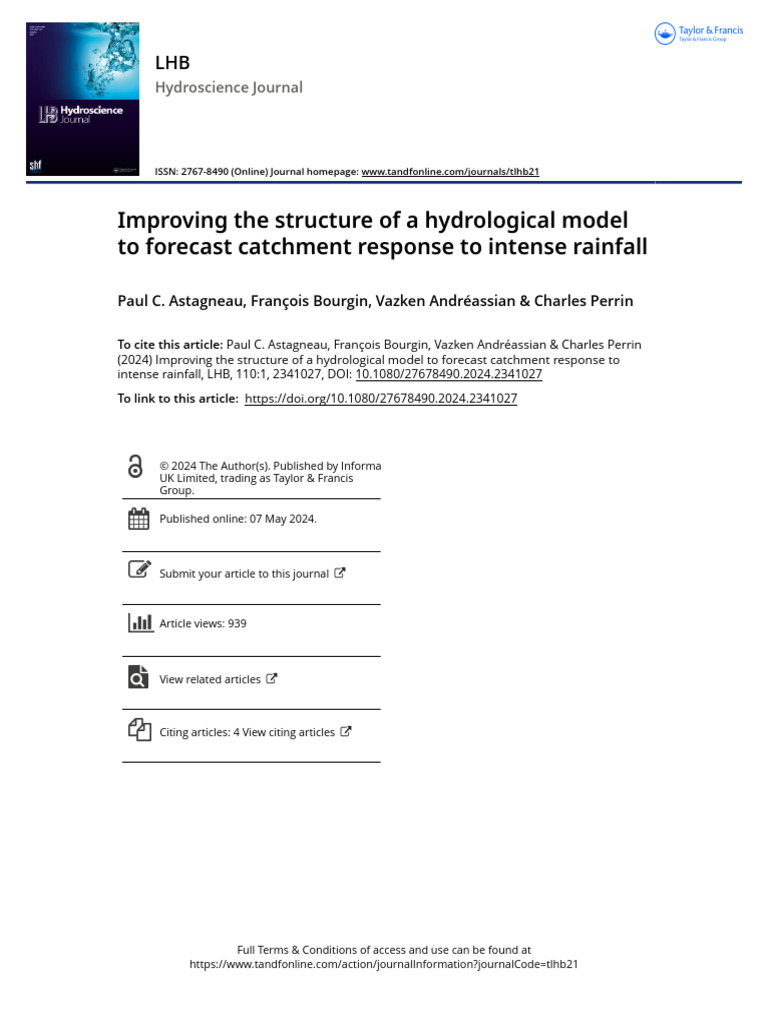 Improving The Structure of A Hydrological Model To Forecast Catchment ...