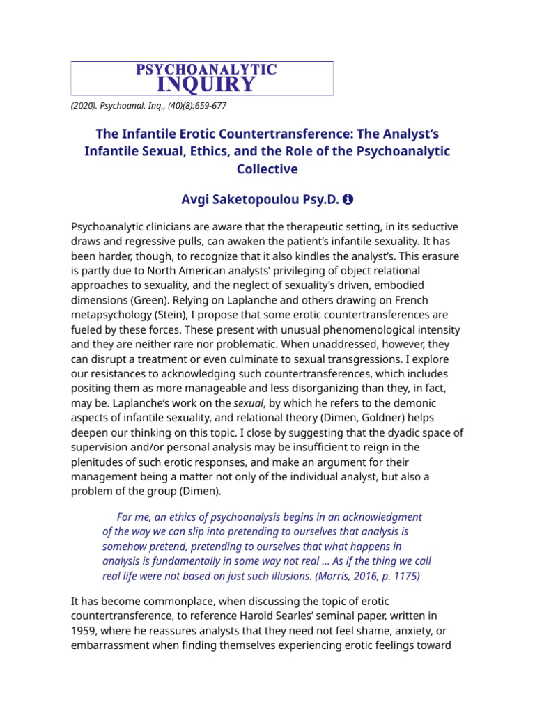 Avgi Erotic CT | PDF | Psychoanalysis | Unconscious Mind