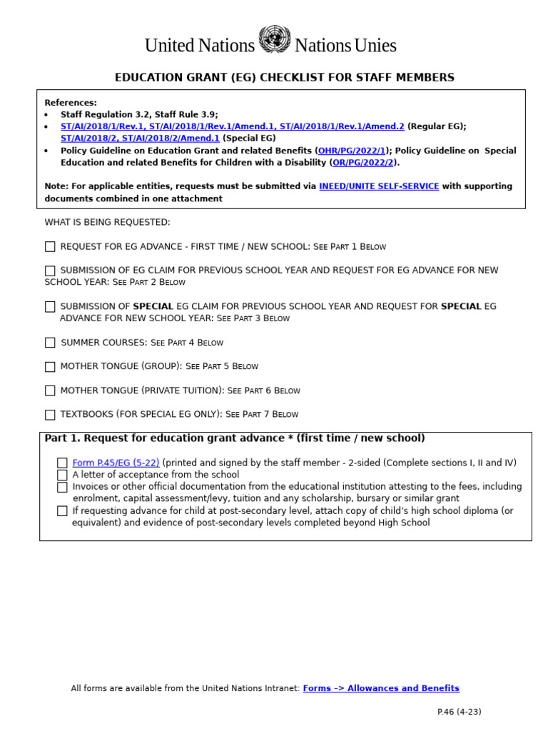 p.46!04!23 Education Grant Checklist | PDF | Tuition Payments | Receipt