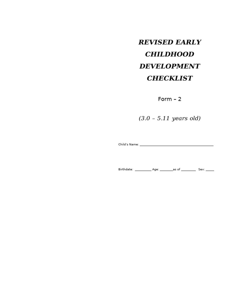 Revised ECCD Checklist Form 2 Eng Version 091433 | PDF | Toys