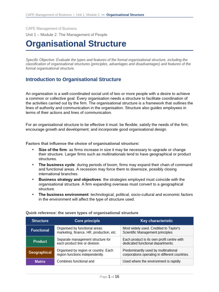 CAPE MOB Organisational Structure | PDF | Organizational Structure ...