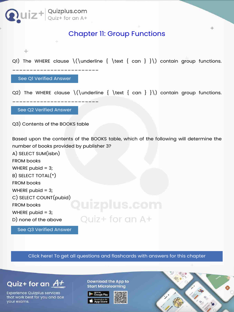 The Where Clause Underline Text Can Contain Group Functions | PDF ...