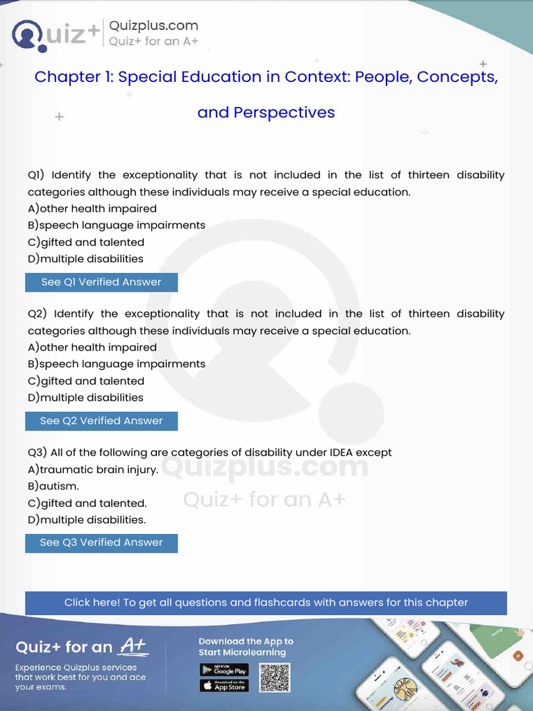 Identify The Exceptionality That Is Not Included in The List of ...