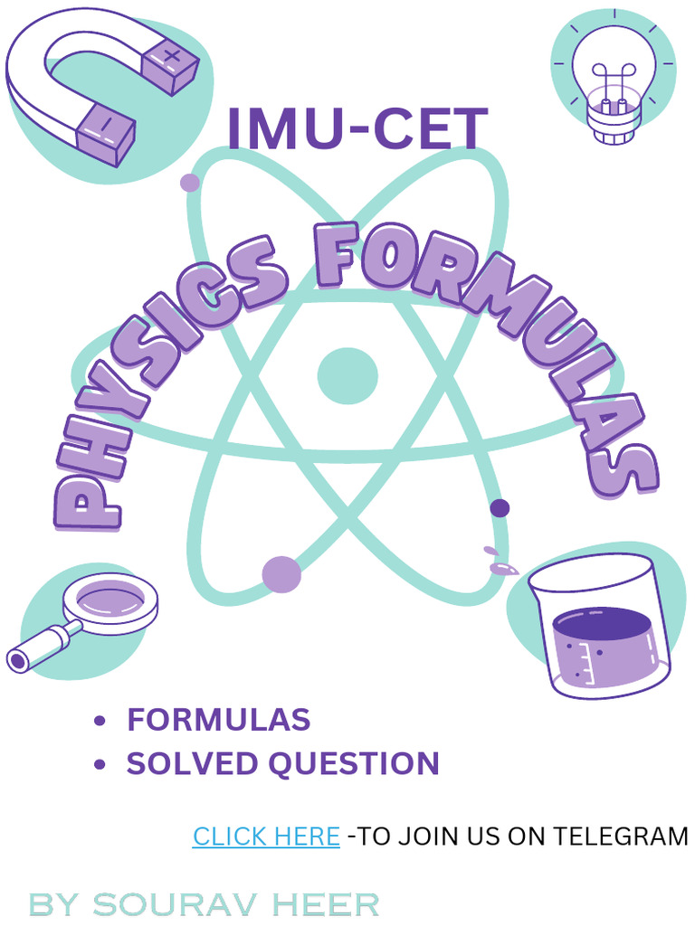 Physics Formula + Solved Practice Questions | PDF | Force | Mass