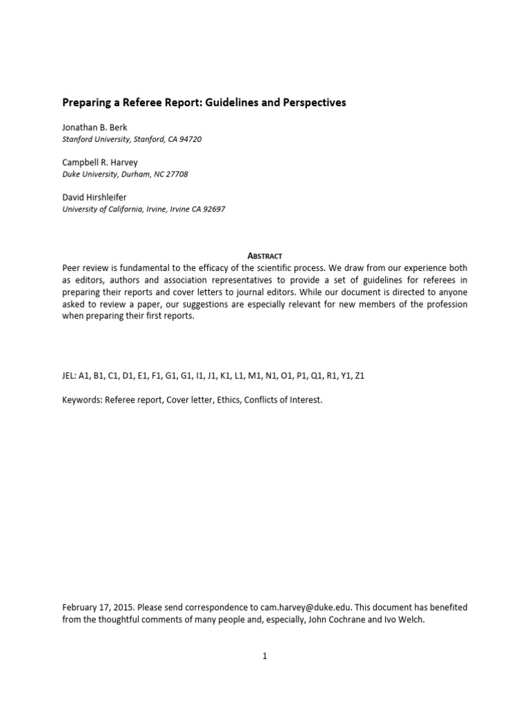 How To Write A Review Report - BerkHarveyHirshleifer | PDF | Reason ...