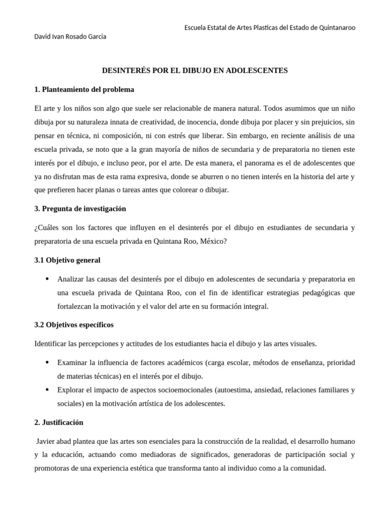Desinterés Por El Dibujo en Adolescentes | PDF | Aprendizaje | Las ...
