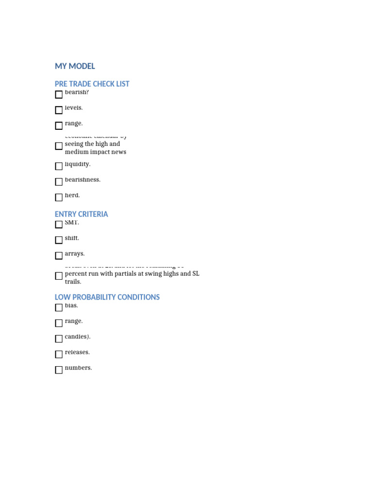MY MODEL Checklist Ticked | PDF