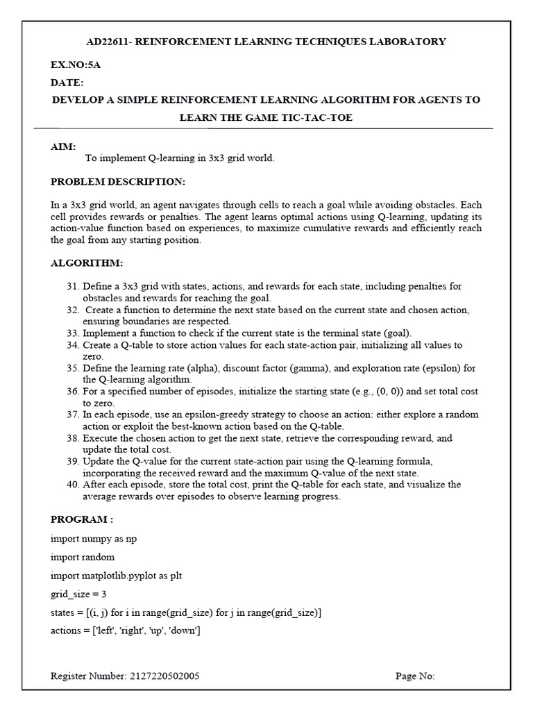 RL Complete Record | PDF | Computer Programming | Learning