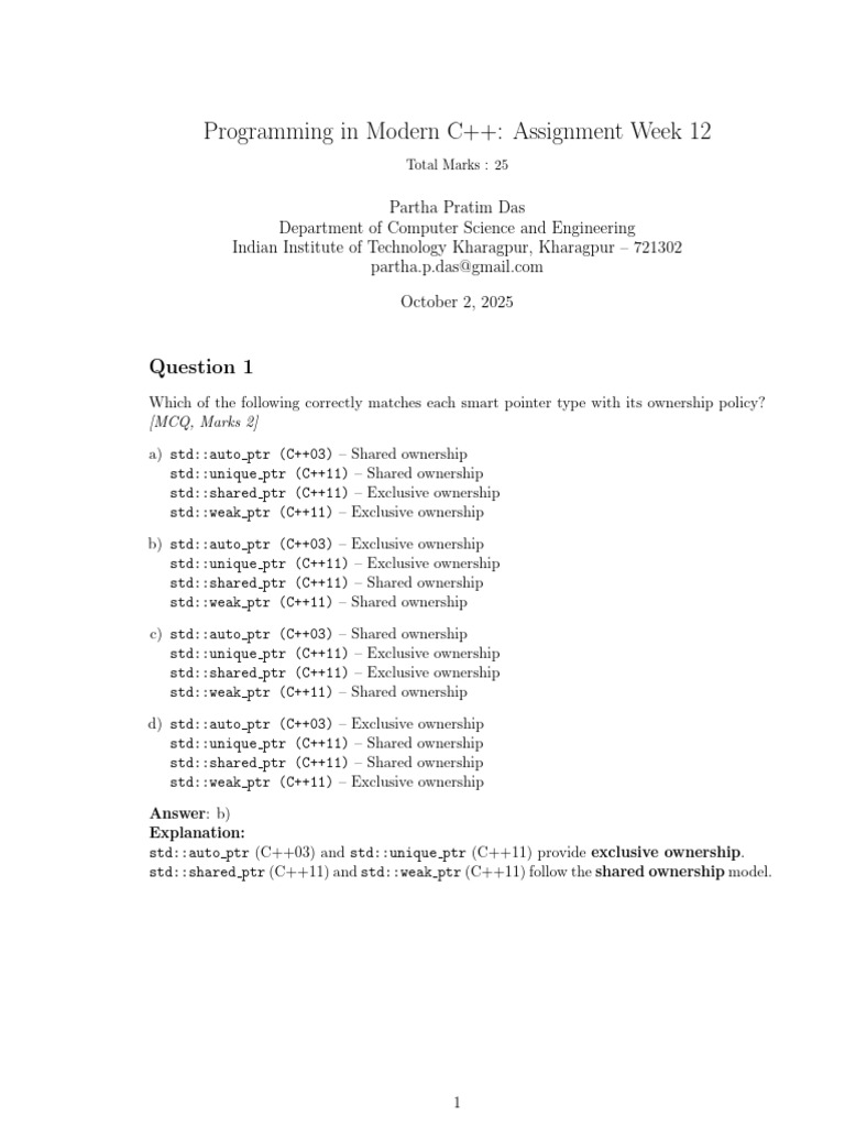 Week 12 Assignment Solution | PDF | Pointer (Computer Programming ...