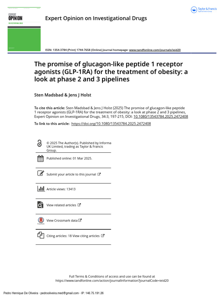 The Promise of Glucagon-Like Peptide 1 Receptor Agonists GLP-1RA For ...