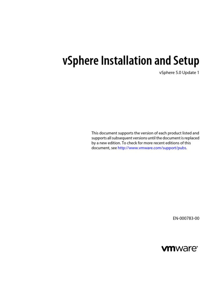 Vsphere Esxi Vcenter Server 501 Installation Setup Guide | PDF ...