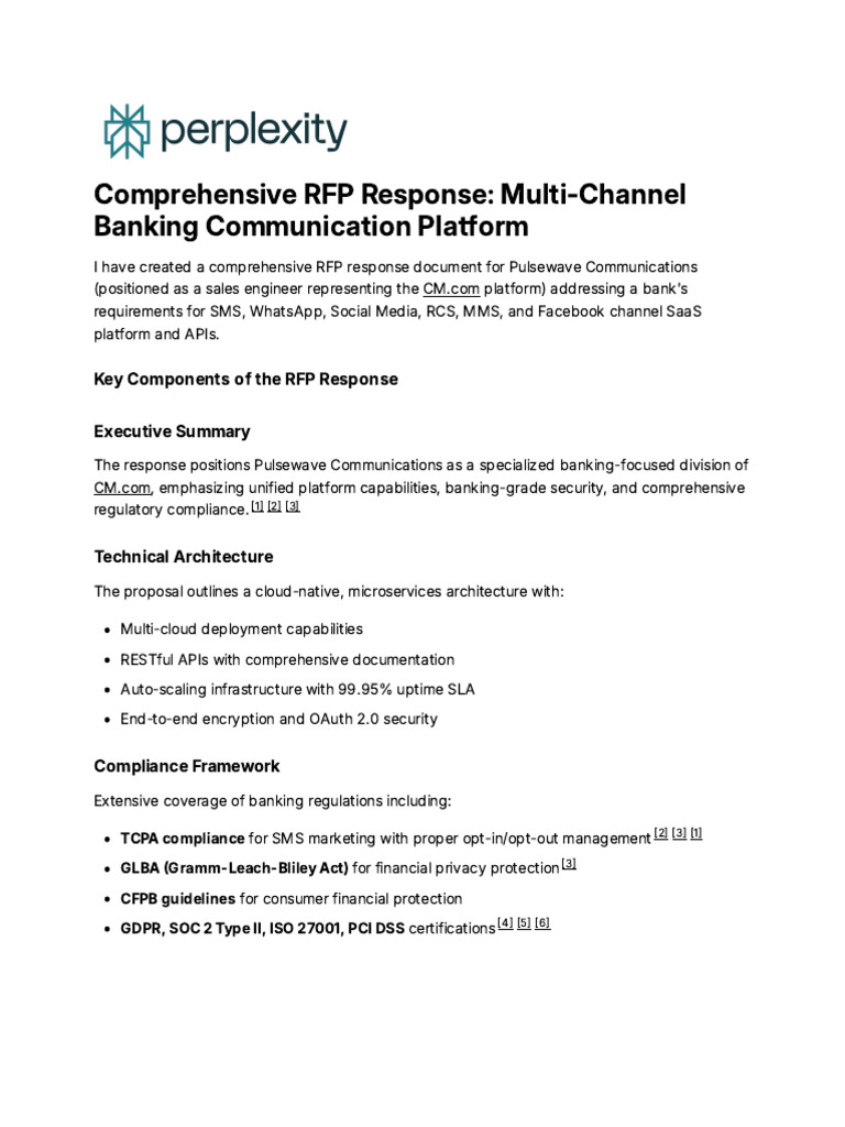 Comprehensive RFP Response - Multi-Channel Banking | PDF | Regulatory ...