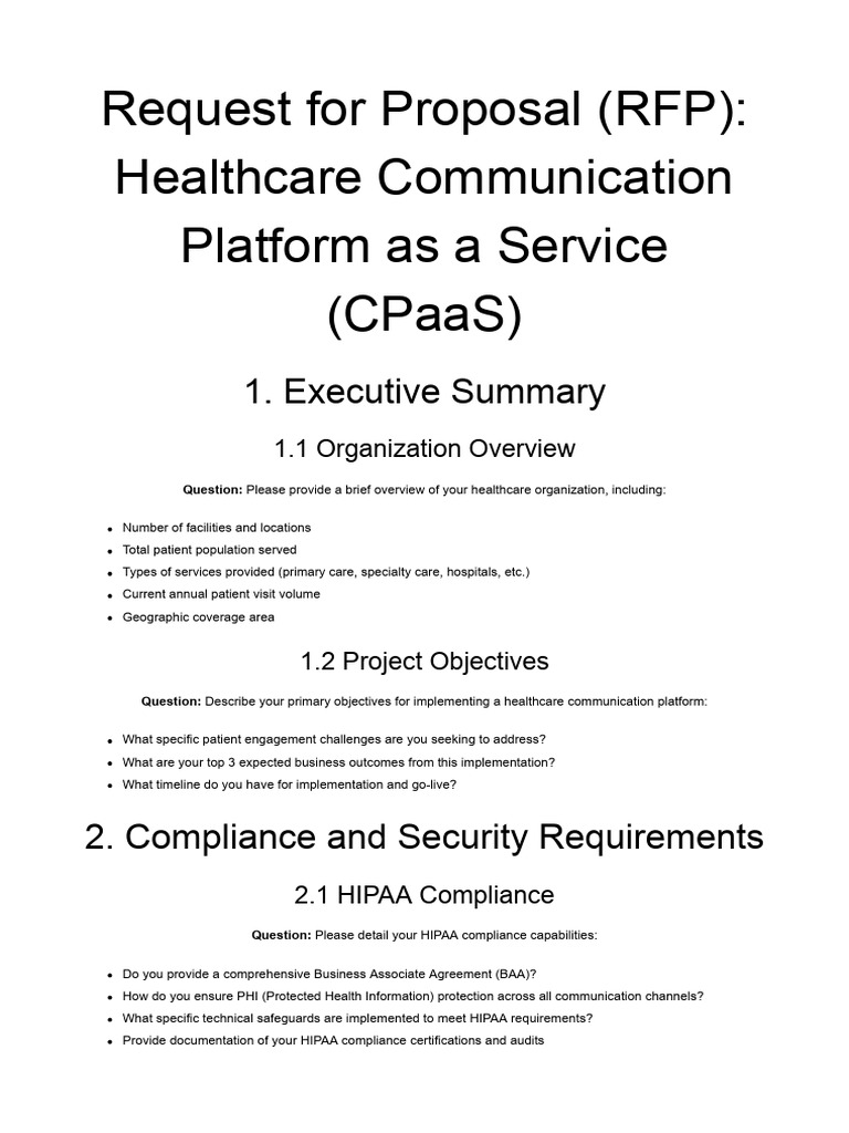 Healthcare Cpaas RFP | PDF | Electronic Health Record | Performance ...