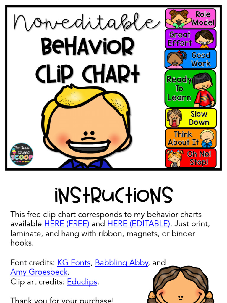 Behavior Clip Chart: Non-Editable | PDF