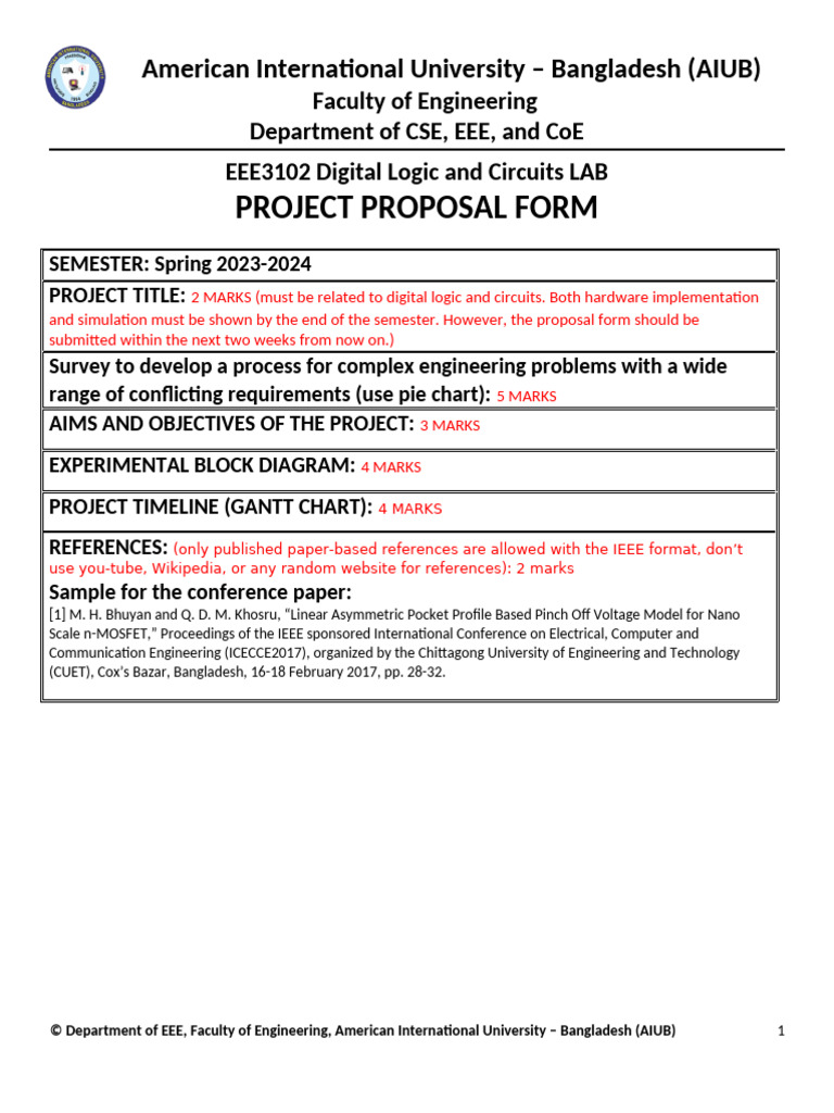 Project Proposal Form Template - DLC Lab - Spring 2023-24 | PDF ...