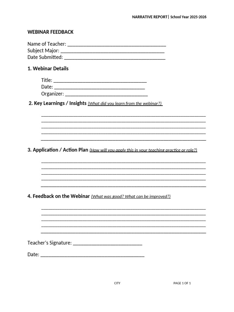 Narrative Report Form | PDF