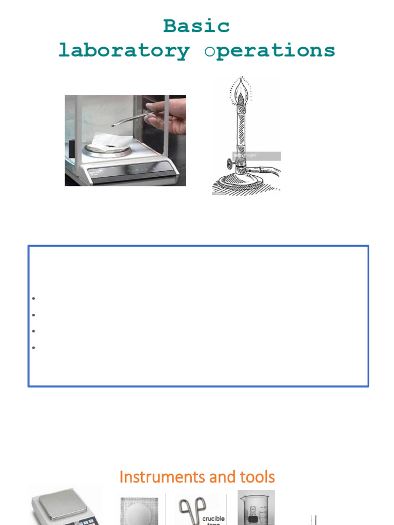 Basic Laboratory Operations | PDF | Oxygen | Chemical Process Engineering