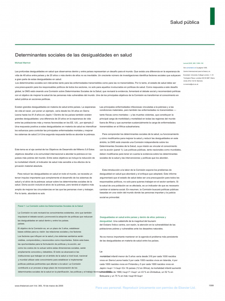 Social Determinants of Health Inequalities | PDF