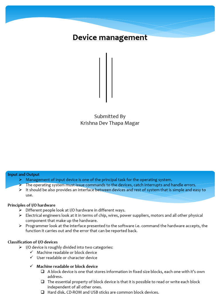 Operating System (Chapter 6 Device Management) | PDF | Input/Output ...