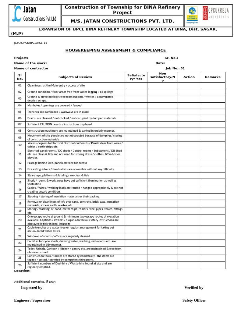 Housekeeping Checklist | PDF