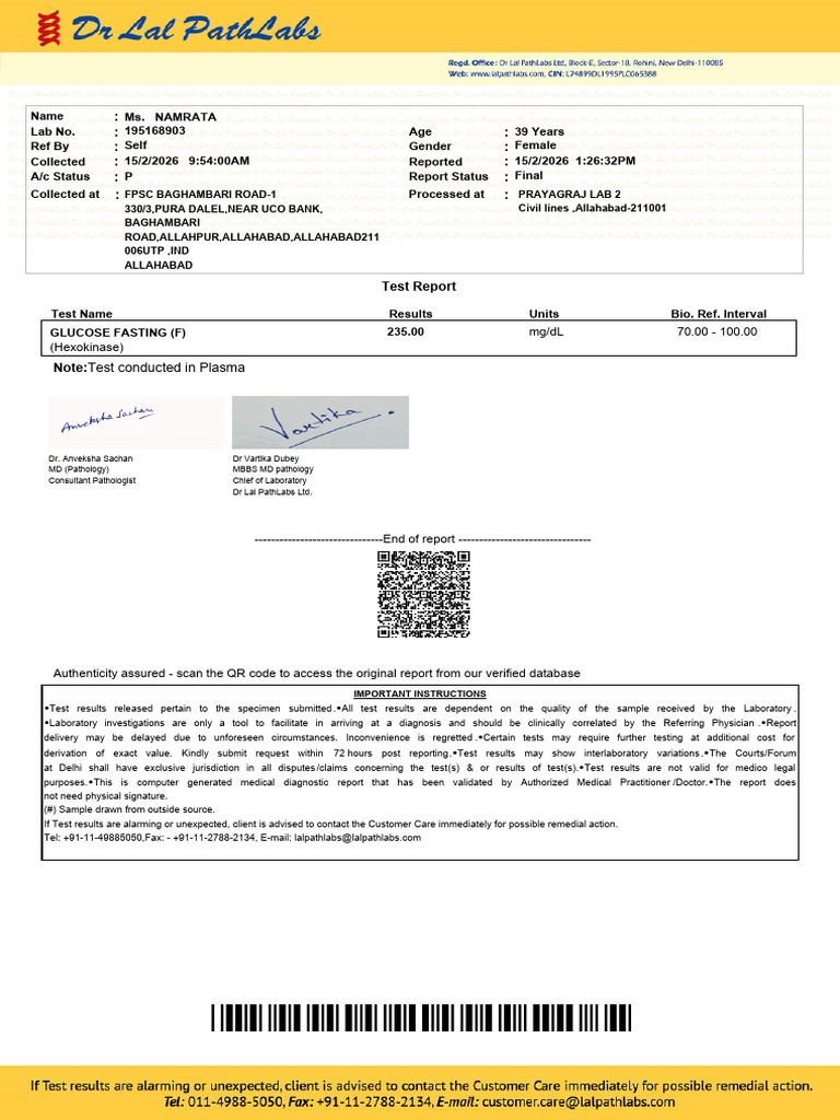 Report F2026-02-15T132733 | PDF | Pathology | Doctor Of Medicine