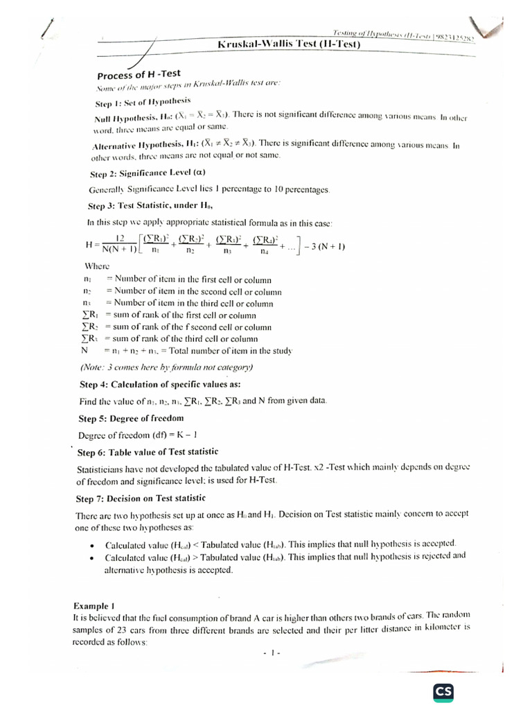 5.hypothesis (H Test) | PDF