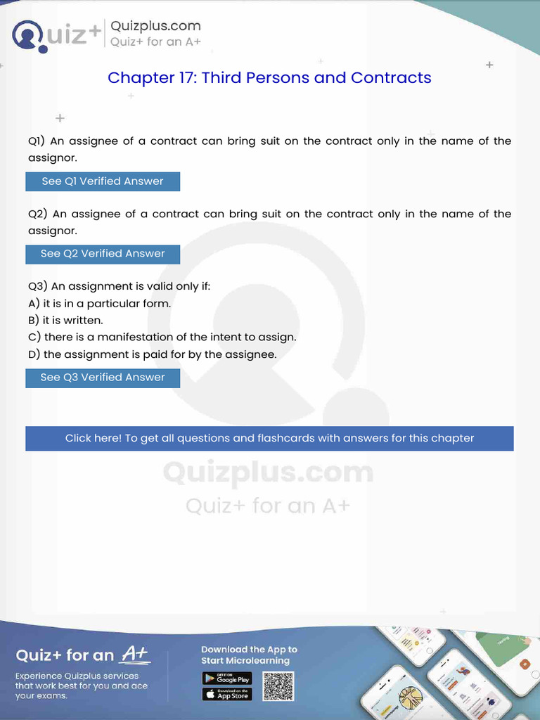 An Assignee of A Contract Can Bring Suit On The Contract Only in The ...