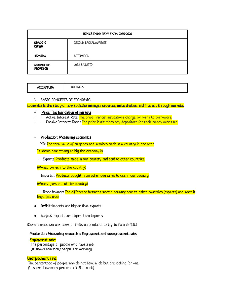 Topics Third Term Exam 2025-2026 | PDF | Interest | Prices