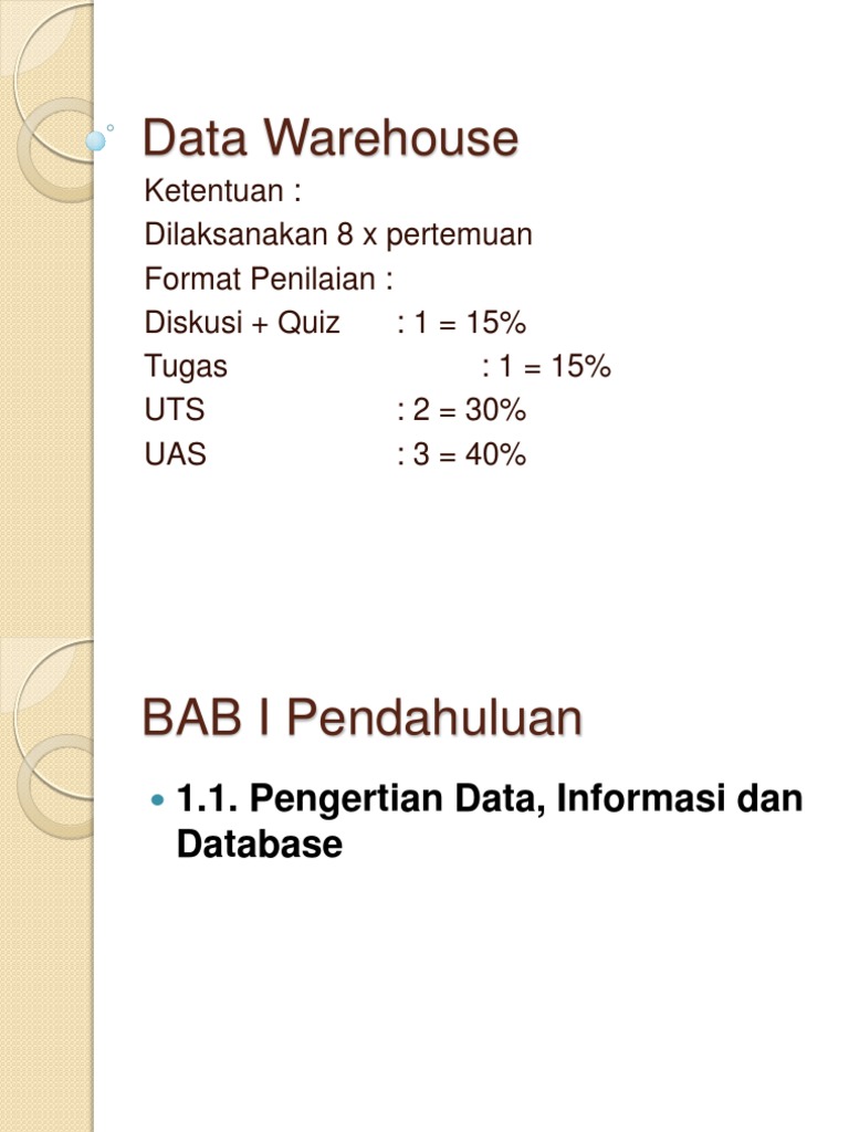 Pertemuan 1 Datawarehouse | PDF