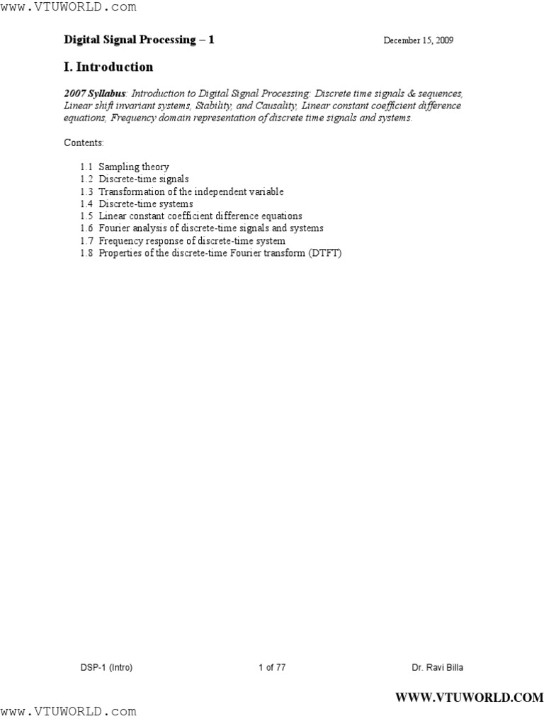 Digital Signal Processing Overview | PDF | Signal (Electrical ...