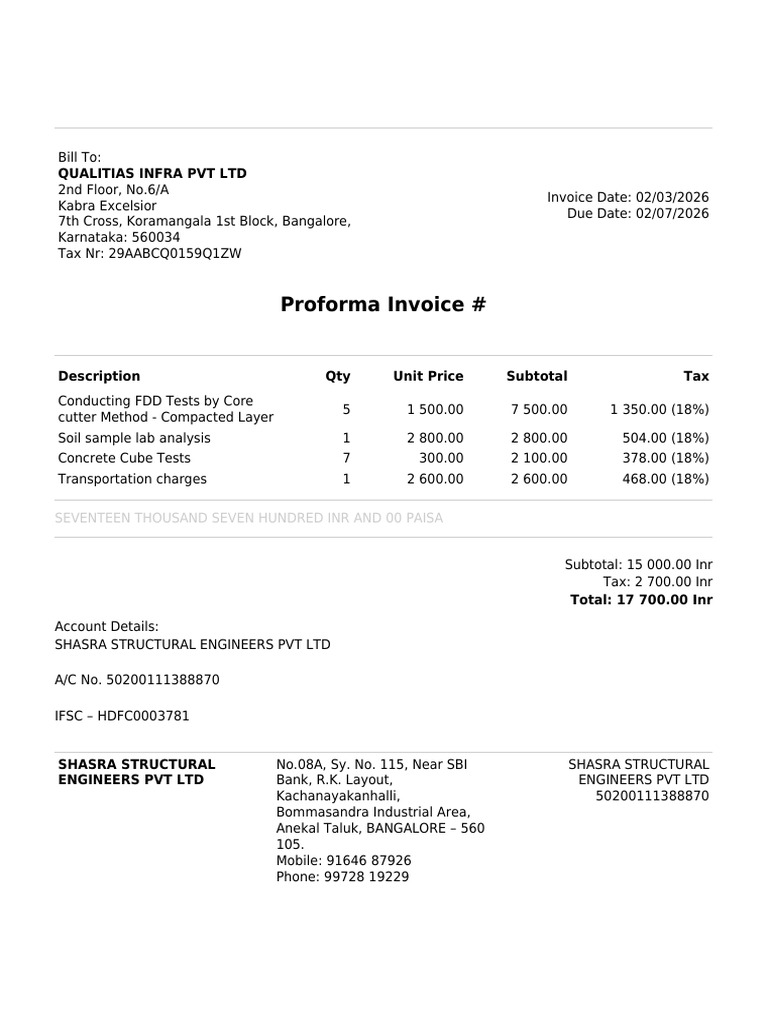Proforma Invoice - QIPL - 260203 - 113159 | PDF