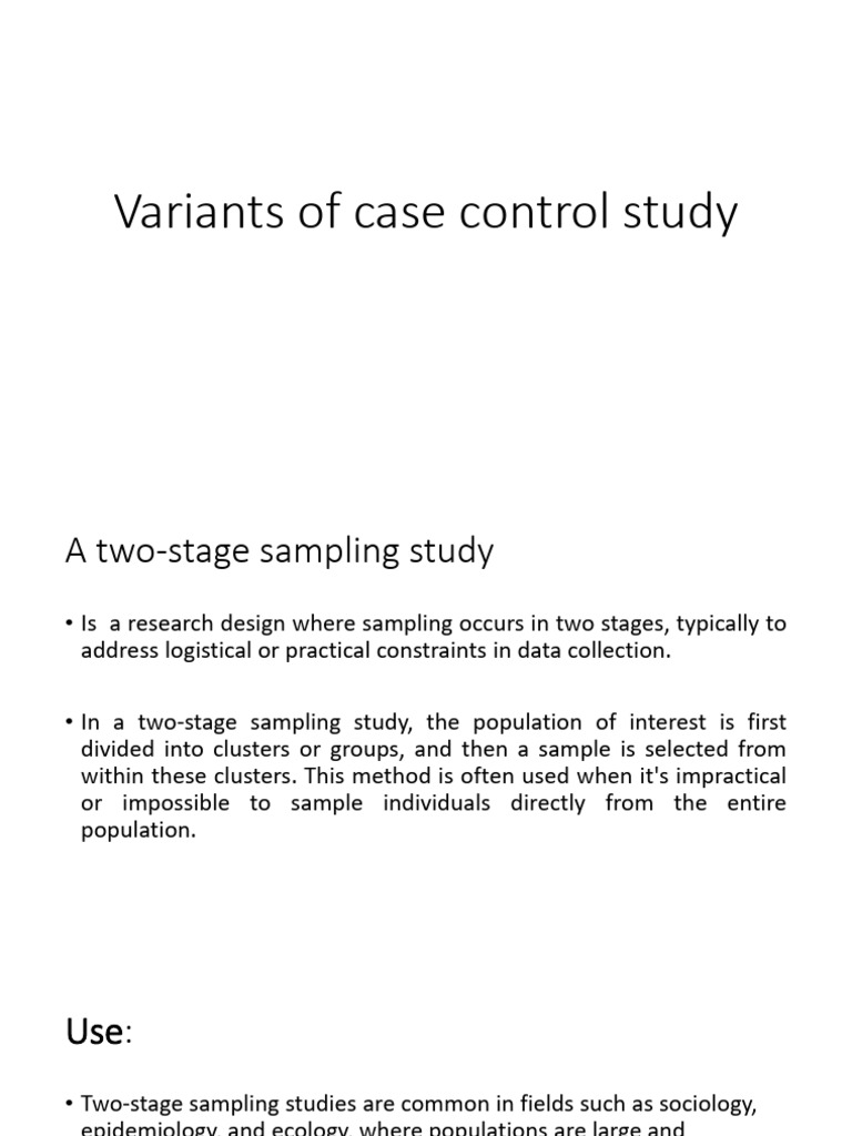 Variants of Case Control Study 2 | PDF | Sampling (Statistics ...