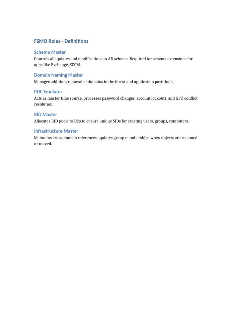 FSMO Roles Definition | PDF