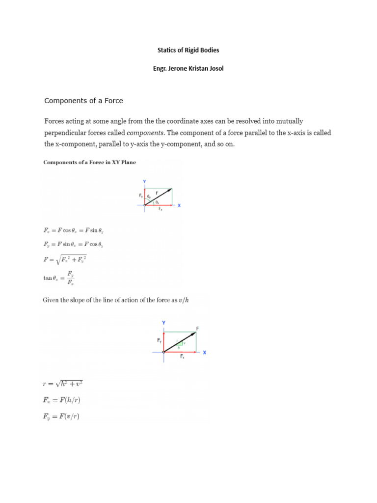 Statics of Rigid Bodies (Lecture) | PDF | Cartesian Coordinate System ...