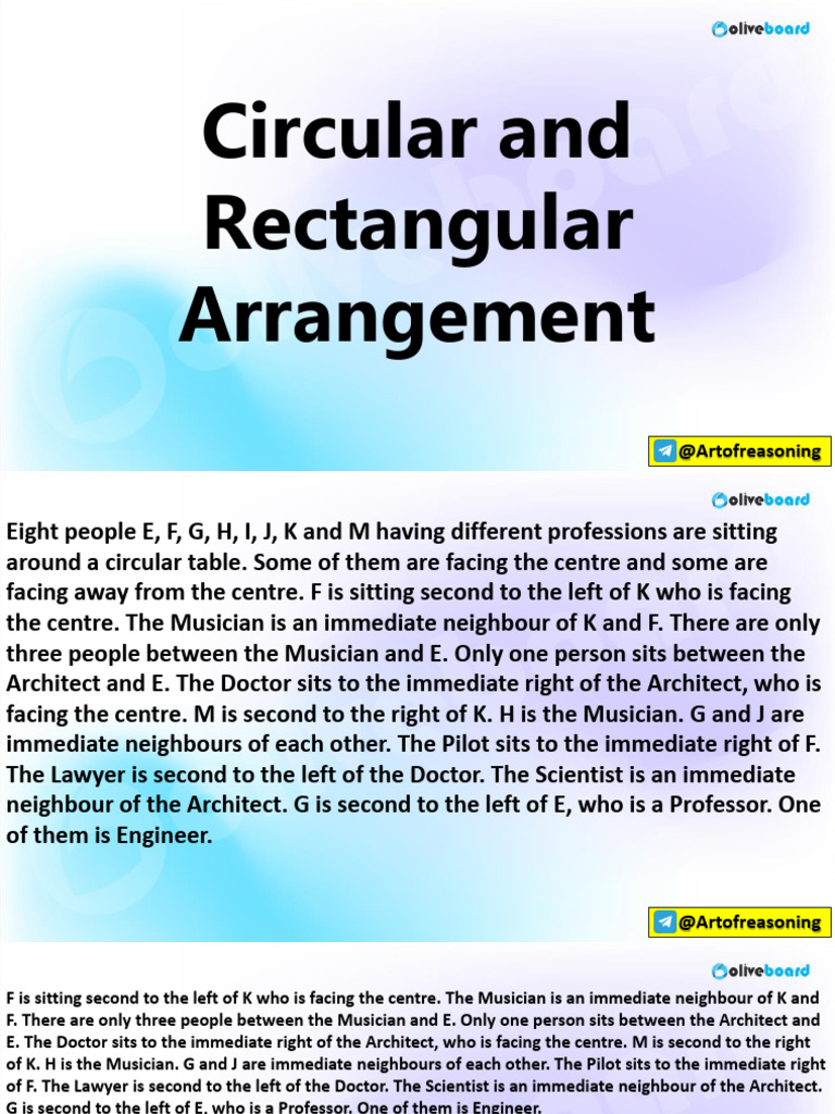 Circular and Rectangular Seating Arrangement | PDF | Laptop | Portable ...