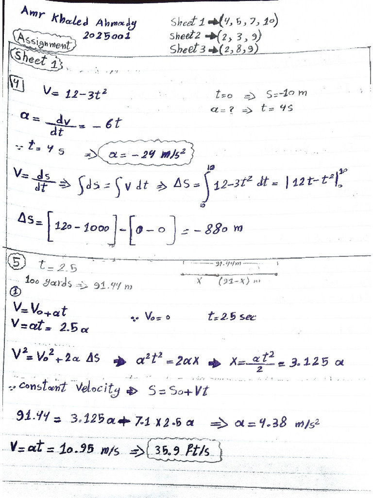 Assignment 1 - Dynamics | PDF