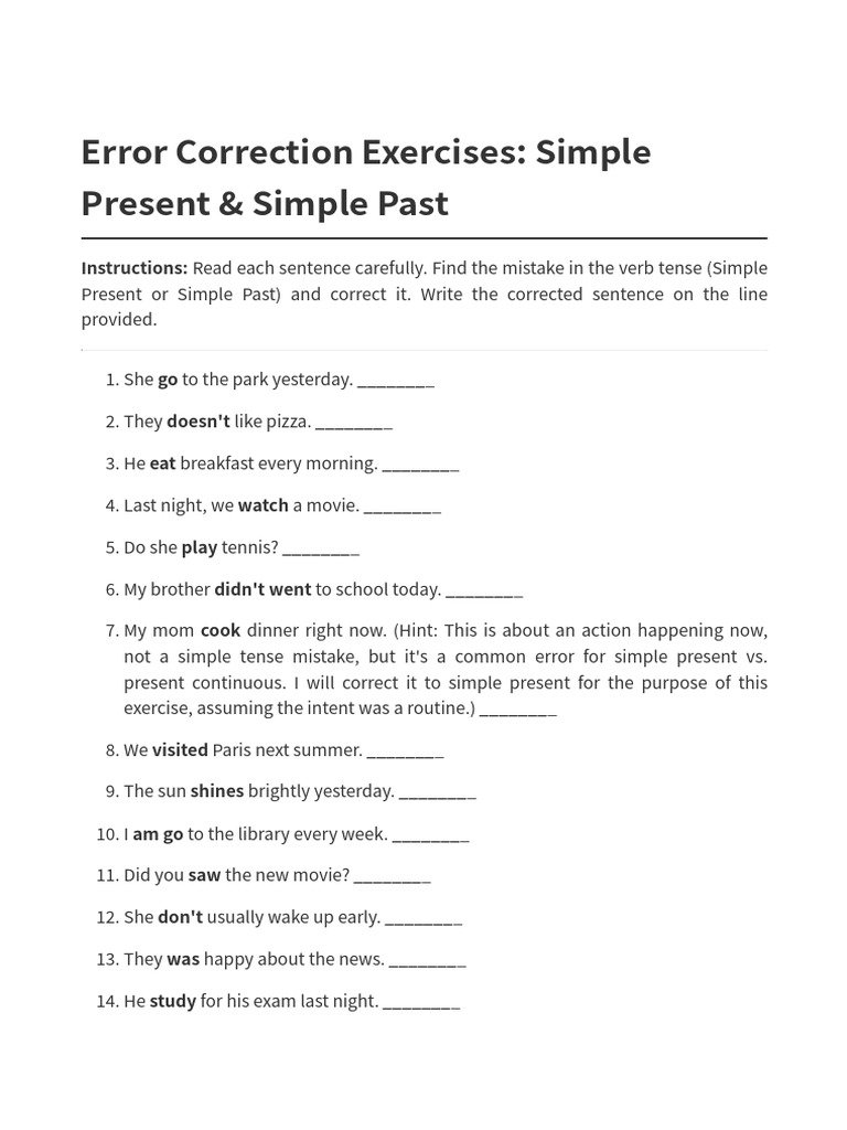 Error Correction Exercises Full Revised | PDF