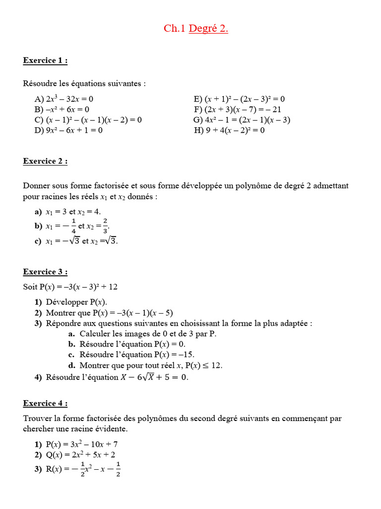 ch1 Spé Ex Deg2 | PDF