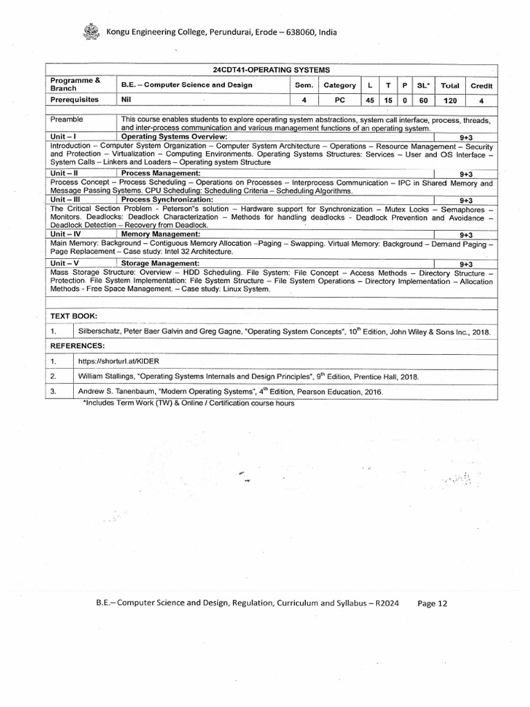 Os Syllabus | PDF