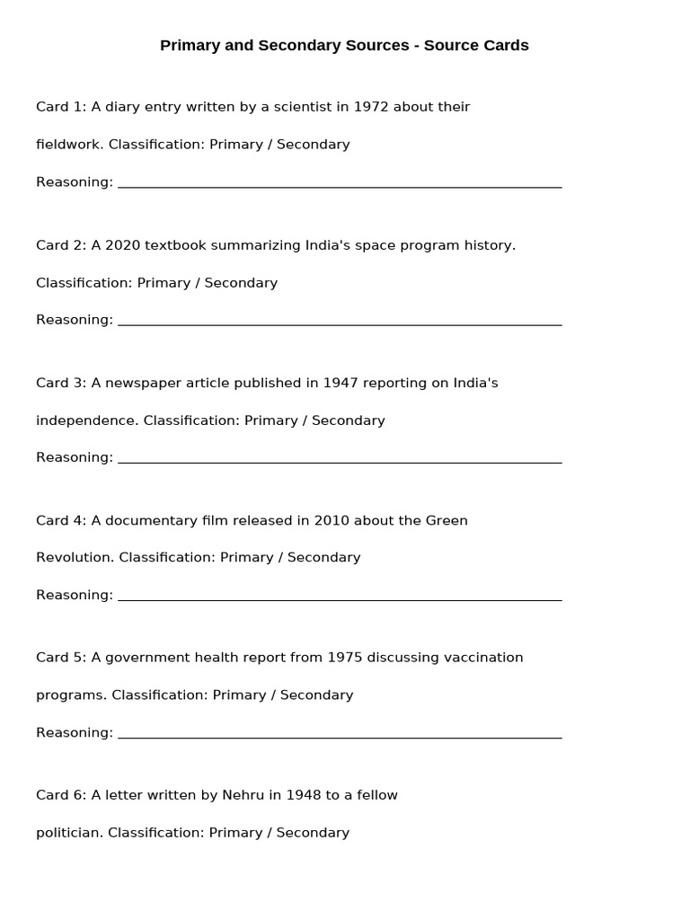 Source Cards Activity | PDF