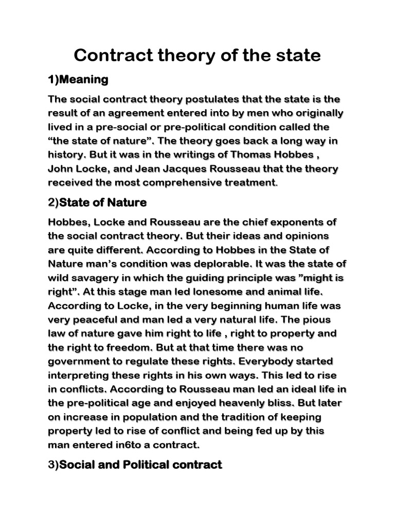 Contract Theory of The State Final | PDF | Social Contract | Political ...
